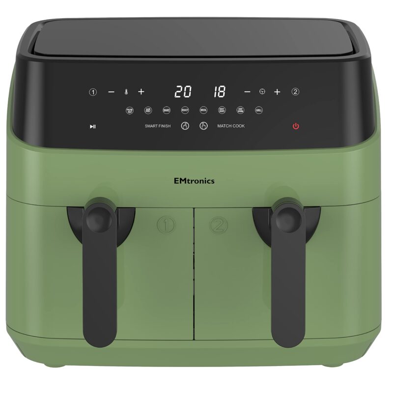 EMtronics EMAFDD9LSL Dual Air Fryer 9L - Double XL Basket, 8 Cooking Presets, 99-Min Timer, Stainless Steel, Oil-Free Healthy Cooking - Image 40